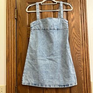 Mango MNG denim mini dress, XXS, light denim wash, EUC
